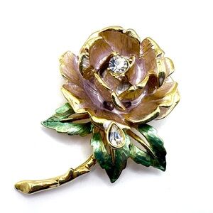 Vintage Princess Diana 1997 Gold Memorial Rose Brooch “England’s Rose” Graziano